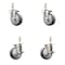 Service Caster 4 Inch 316SS Thermoplastic Rubber 3/8 Inch Threaded Stem Caster Brake SCC, 2PK SS316TS20S414-TPRB-381615-2-TLB-2 - alternate 1